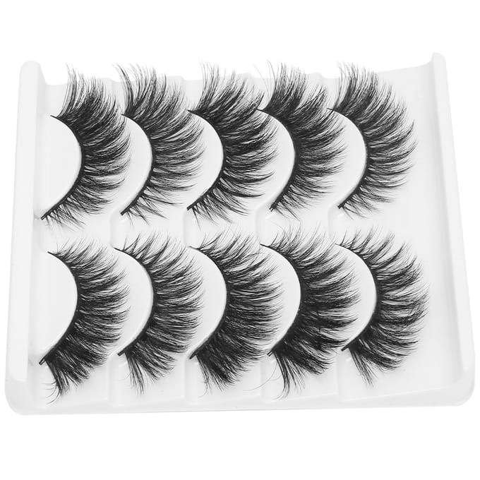 5 Paar Professionele Dikke Krullende Valse Wimper Datum Make-up Draagbare Valse Wimpers Set015 gray