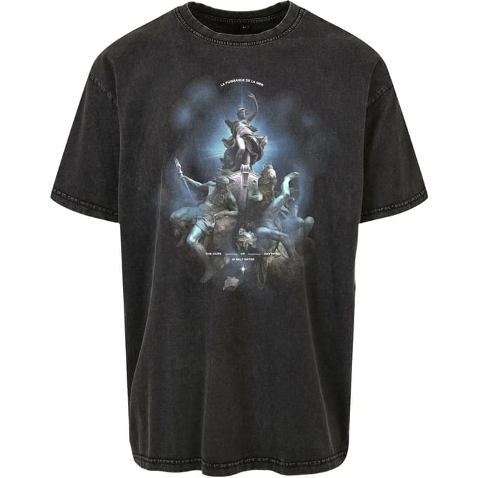 T-shirt met motief- en statementprint, model 'PUISSANCE LA MER'