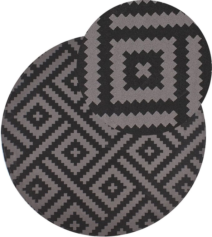 AJMER - Outdoor vloerkleed - Grijs/Zwart - 120 cm - Polypropyleen