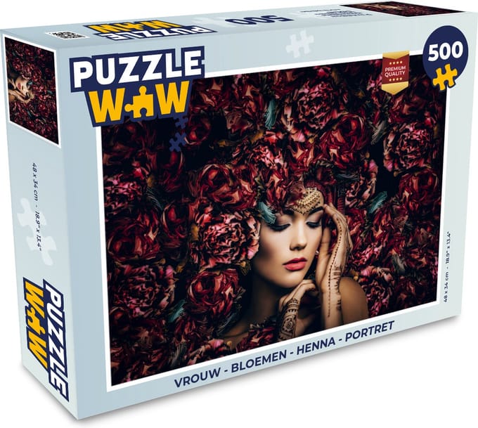 Puzzel Vrouw - Bloemen - Henna - Portret - Legpuzzel - Puzzel 500 stukjes