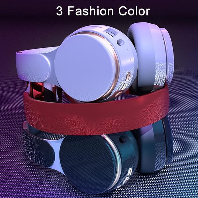 Écouteurs Bluetooth sans fil pliables, casque d'écoute stéréo 3D, réduction du bruit, écouteurs de jeu avec micro bleu