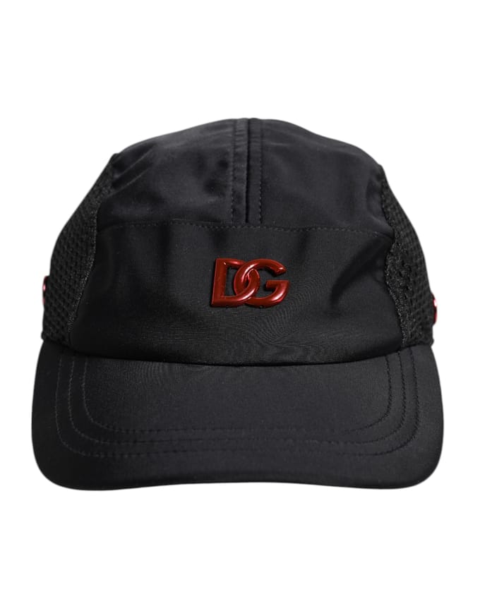 Dolce & Gabbana Zwarte Nylon DG Logo 6 Panelen Baseballpet