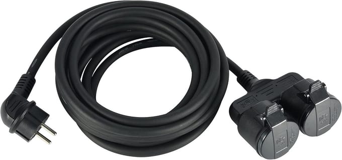 Bouwplaats Verlengkabel 5M, Rubber Kabel IP44 voor Buitengebruik met 2-weg Koppeling