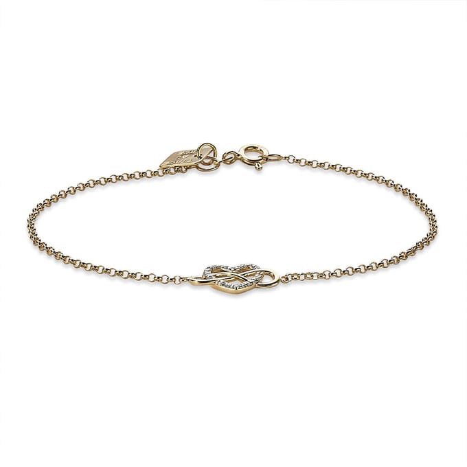 Twice As Nice Armband in 18kt verguld zilver, hart en infinity 16cm+3cm