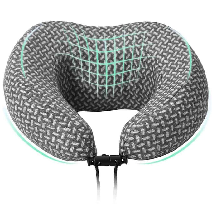 vidaXL - Reiskussen - voor - de - nek - Grijs - Traagschuim - 30 - x - 28 - x - 14 - cm