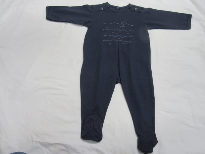 petit bateau , jongens, pyjama ,marine , katoen , 12 maand 74