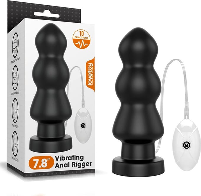 Lovetoy - King Size Vibrerende Buttplug Anal Rigger 20 cm - Zwart