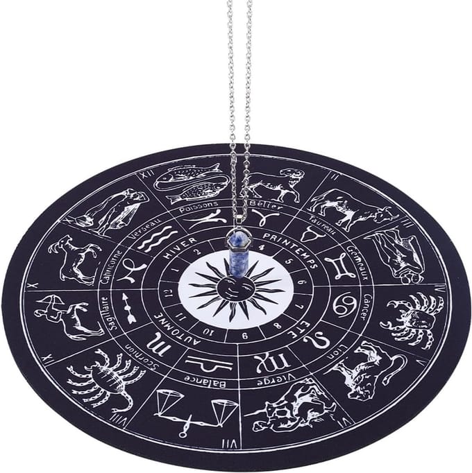 CRASPIRE Garland Pad Making Kits Dowsing Divination Astrology Pads Rubber Altar Garland Mats Constellation with DIY Blue Spot Jasper Pointed Pendants Metaphysical Message Board for Divining