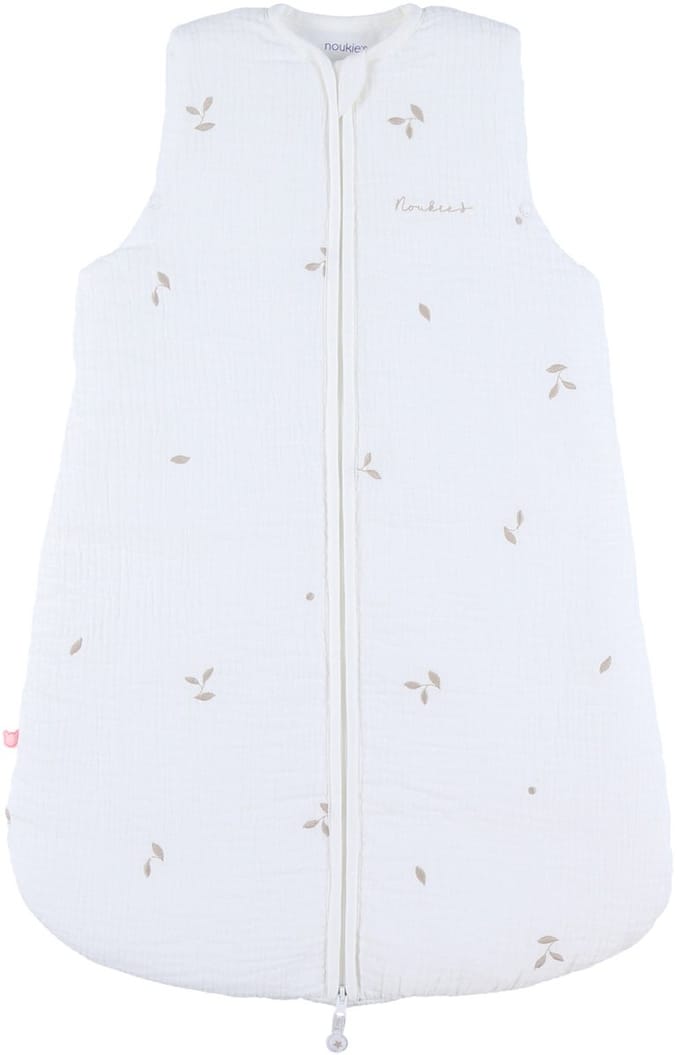 Noukie's F&O Slaapzak Met Bordeersel - Maat 70 cm - Gewatteerde Mousseline - Wit