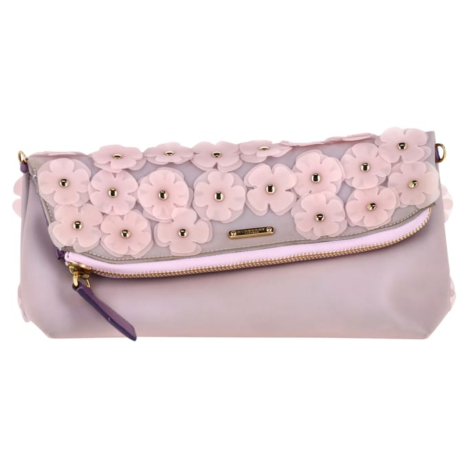 Burberry De Bloemblaadjes in Bloemen Pouch in Paarse Rubber