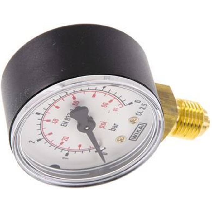 0..6 Bar Manometer Onderaansluiting Kunststof/Messing 50 mm Klasse 2.5
