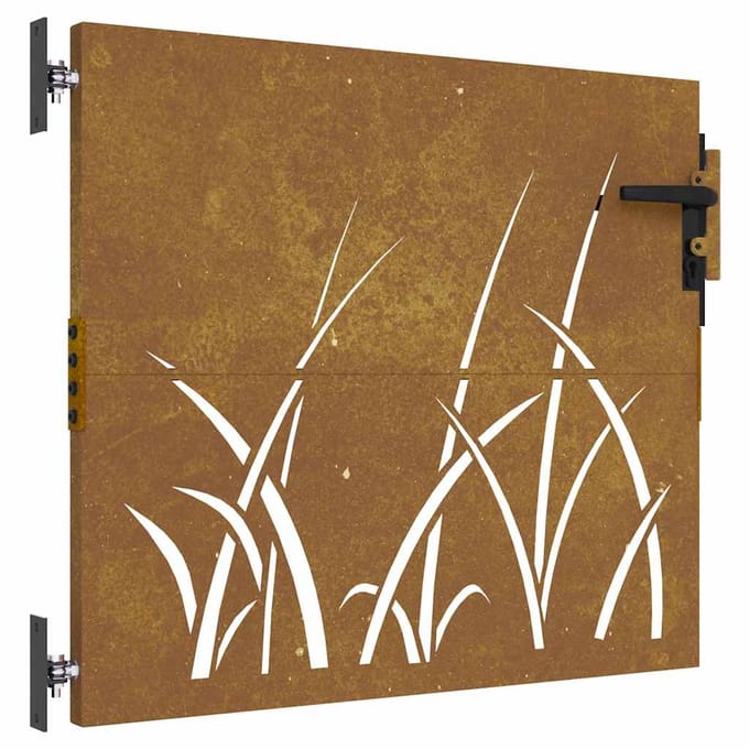 vidaXL - Poort - 85x75 - cm - grasontwerp - cortenstaal