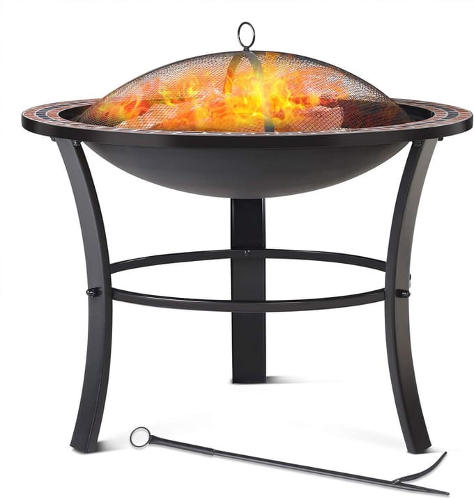 Ronde Mozaïek Vuurschaal 76cm met Vonkenscherm en Accessoires