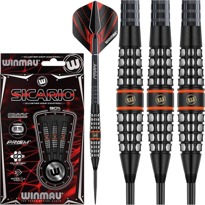 Dartpijlen Set 90% Tungsten Steeltip met Flights en Stelen - Cluster Grip Controle