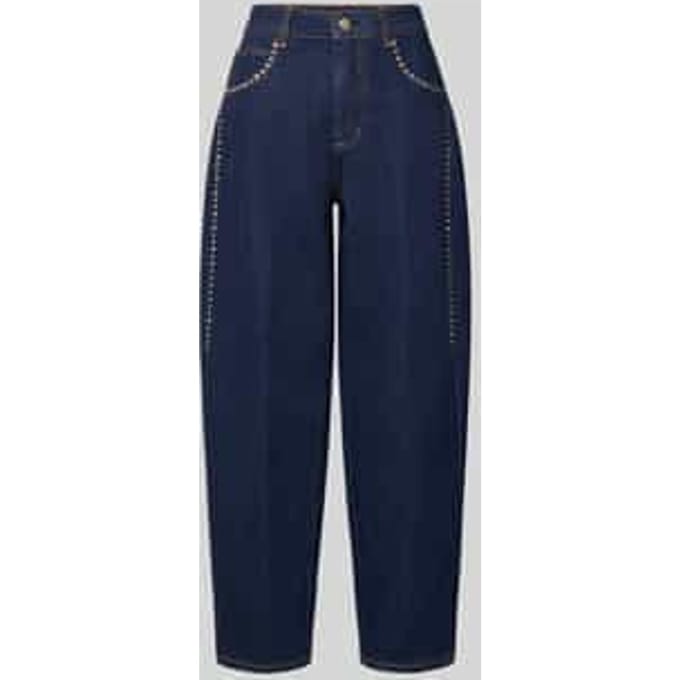 barrel fit jeans van puur katoen met strass-steentjes