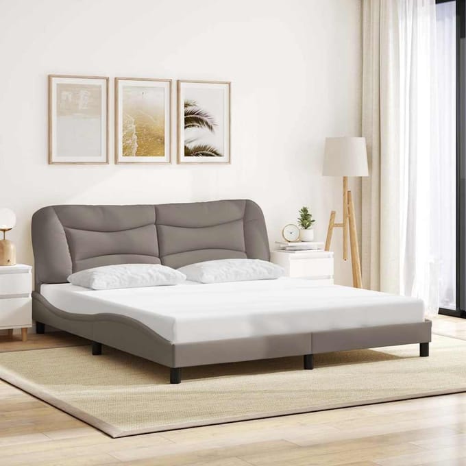 vidaXL - Bedframe - zonder - matras - "Hvar" - stof - taupe - 180x200 - cm