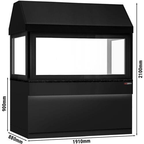 GGM Gastro Gasgrill TORONTO - 1910mm - schwarze Front - schwarze Granit-Arbeitsplatte - Hitzeschutzglas