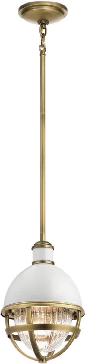 Kichler LED Hanglamp Tollis | 1X E27 Max 40W | Dimbaar | Natural Brass & White