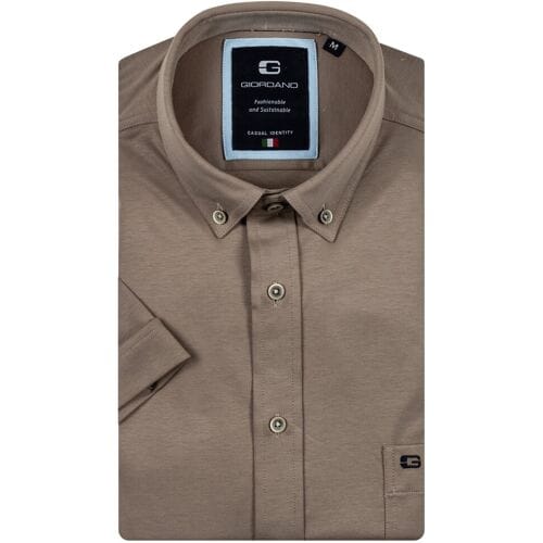 Giordano Overhemd League Soft Liquid Cotton Jersey Short Sleeve Button-Down Kitt / male