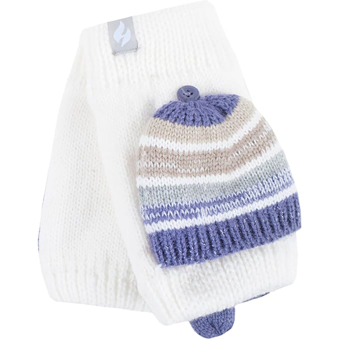 Heat Holders - Thermisch gebreide convertorhandschoen voor dames - Crème / Lila