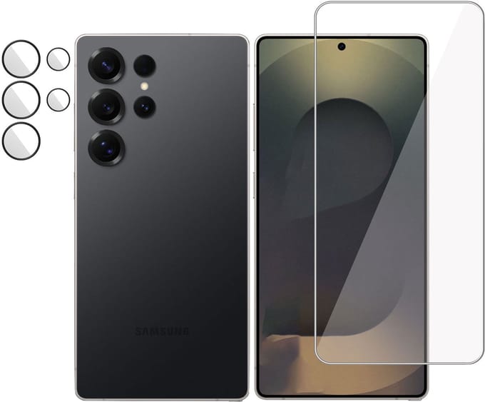 Screenprotector + Camera Screen geschikt voor Samsung Galaxy S25 Ultra Screenprotector - Gehard Glas - Rounded - Proteqt+