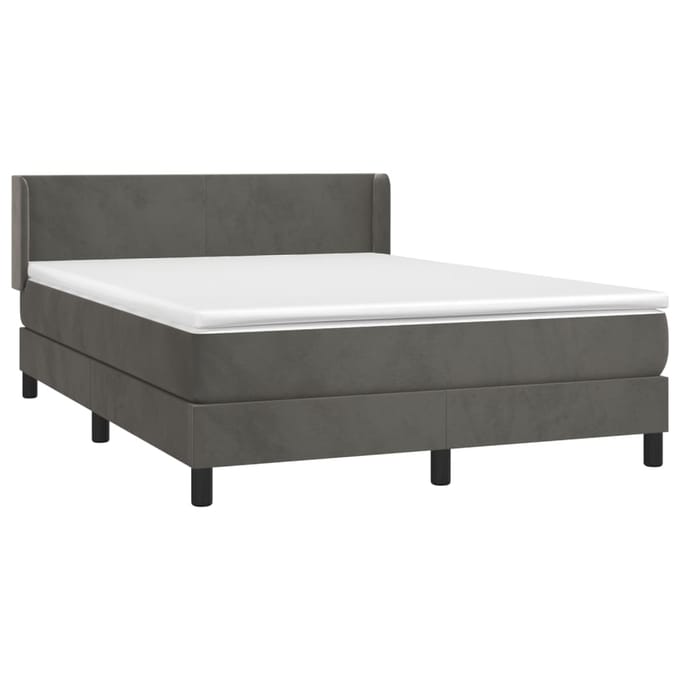 vidaXL - Boxspring - met - matras - fluweel - donkergrijs - 140x190 - cm