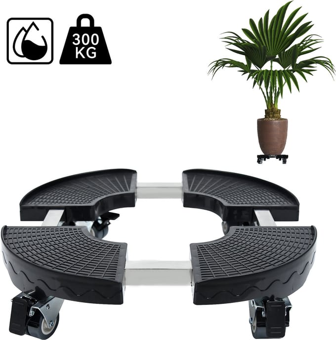 Verstelbare Plantenroller Ø 39-52 cm - 300 kg Draagvermogen Zwarte