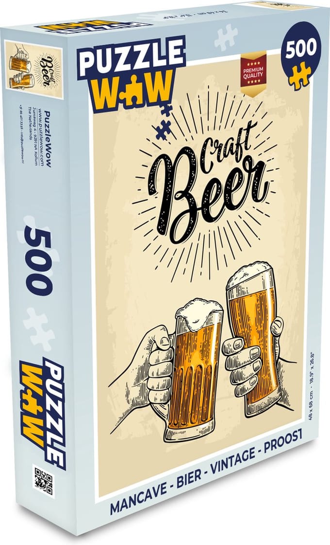 Puzzel Mancave - Bier - Vintage - Proost - Legpuzzel - Puzzel 500 stukjes