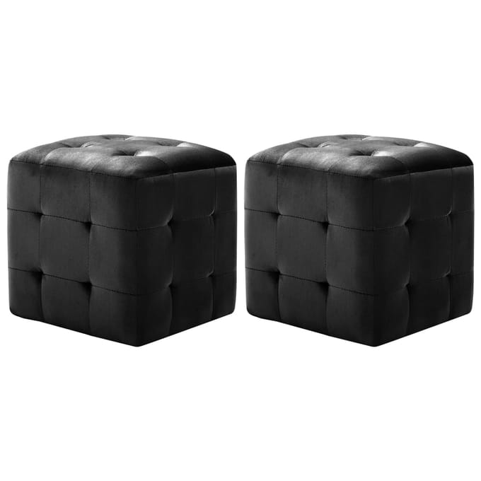 vidaXL - Poef - 2 - st - 30x30x30 - cm - fluweel - zwart