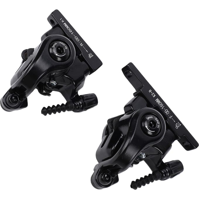 2 pièces Freins à Disque Mécaniques Fixation Plate Double Piston Frein à Disque Mécanique Actionné par Câble pour Vélos de Route Pliants black