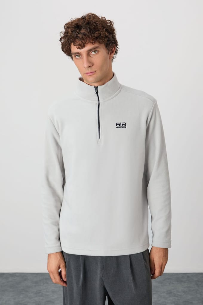 Heren Pluche Halve Rits Sweatshirt