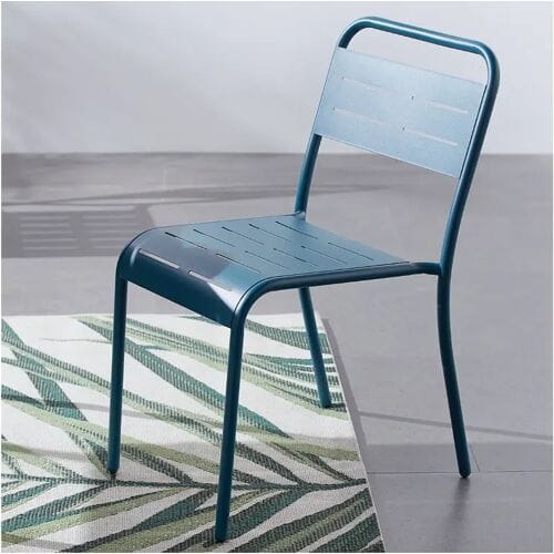 Concept-Usine Set van 4 stoelen van blauw staal BERGAME - Eigentijds Design, Comfortabel en Duurzaam