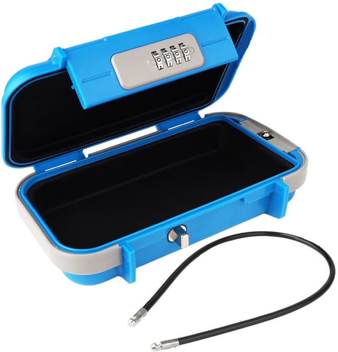 Draagbare Kluis - Veiligheidskoffer Mini - Sleutelvrije Opslag - Combinatieslot 10.000 Codes - 54 cm Kabel - Blauw