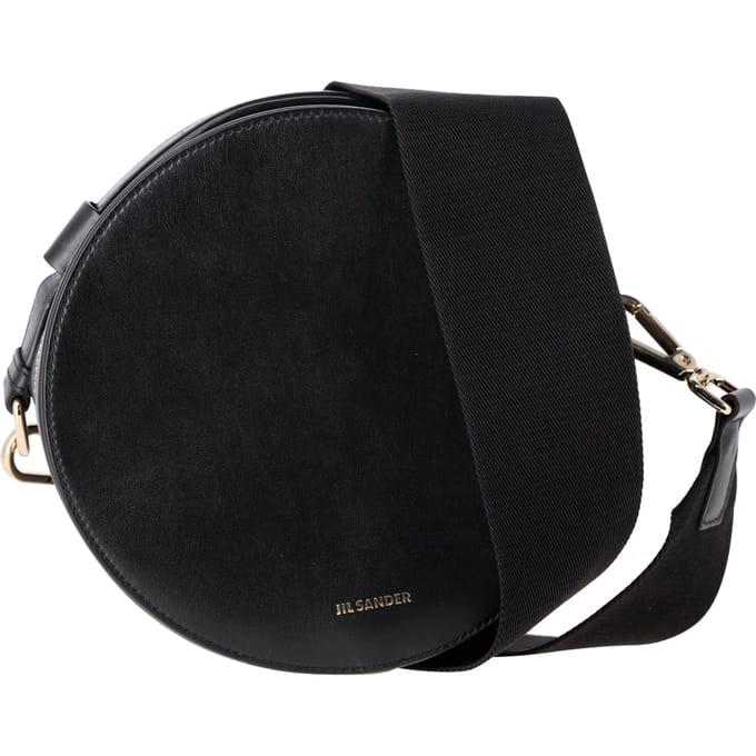 Jil Sander Kleine Trommelhandtas in Zwart Leer