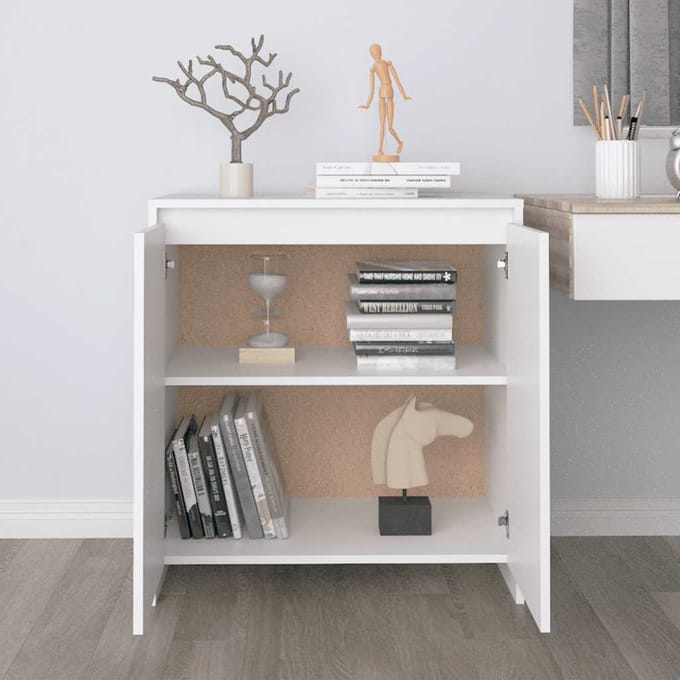 vidaXL - Dressoir - 70x41x75 - cm - bewerkt - hout - wit