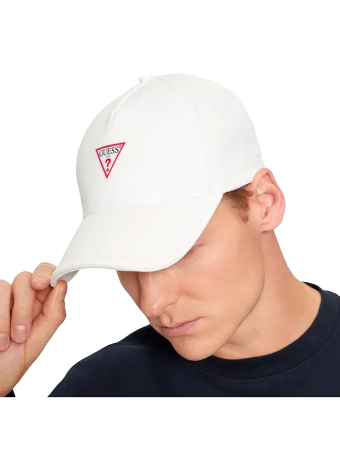 Cotton Cap with Adjustable Strap and Iconic Logo - White Hats