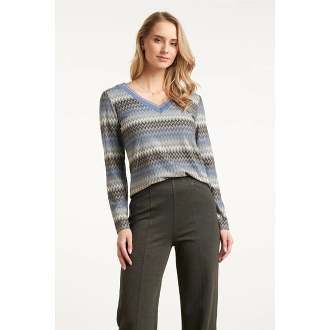 Smashed Lemon Lichtblauw en grijze top met zig-zag print |