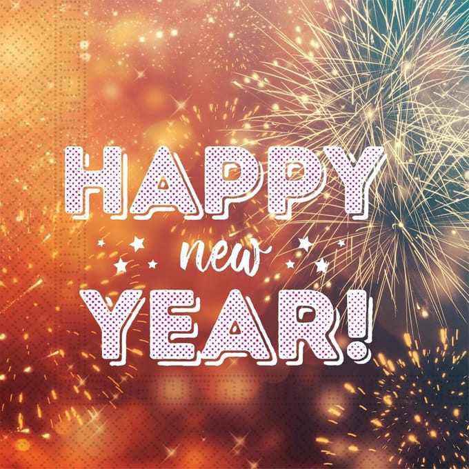 Happy New Year Servetten 33cm Wit 20st