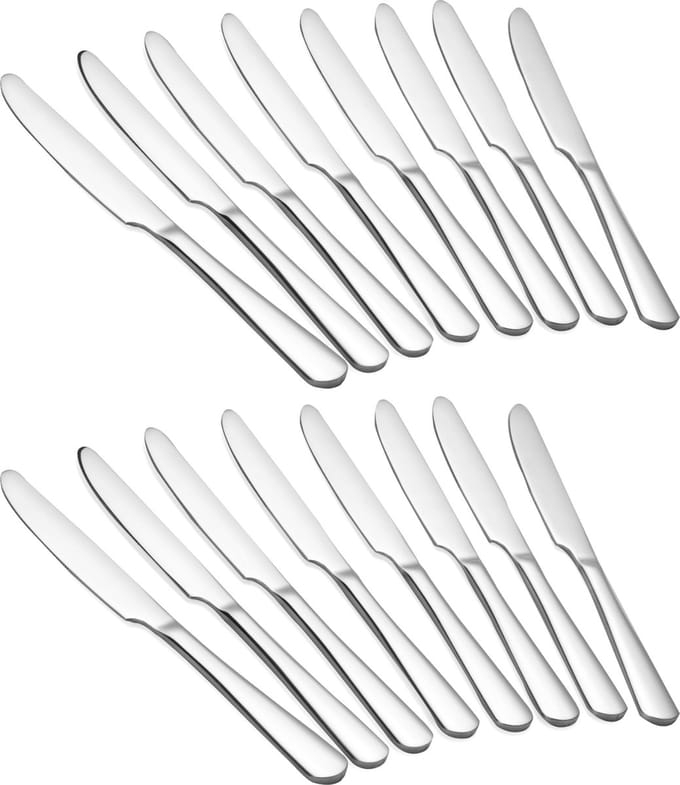Alheco set van 16 tafelmessen - Messen - RVS - 23cm - Zilver