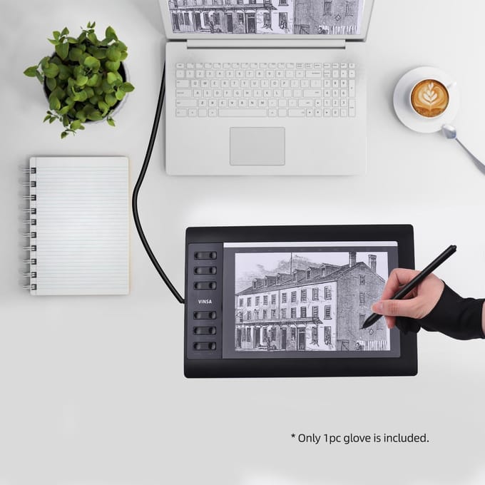 Gant de dessin Taille Unique Deux Doigts Gant de Peinture pour Tablette Graphique pour Main Droite et Gauche Compatible noir