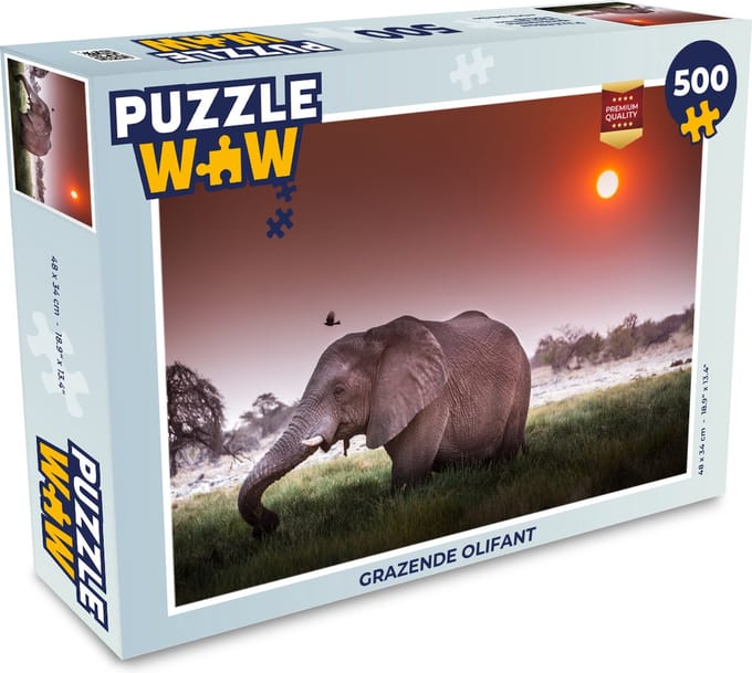 Puzzel Grazende olifant - Legpuzzel - Puzzel 500 stukjes