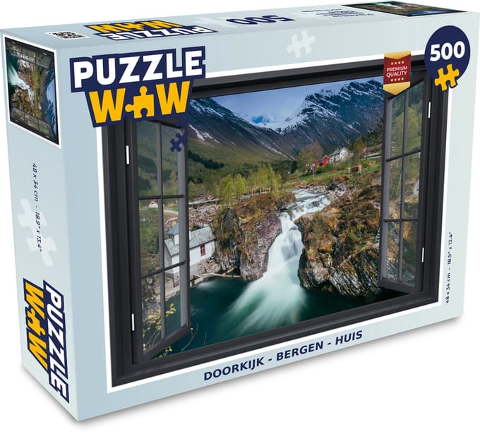 Puzzel Doorkijk - Berg - Huis - Legpuzzel - Puzzel 500 stukjes