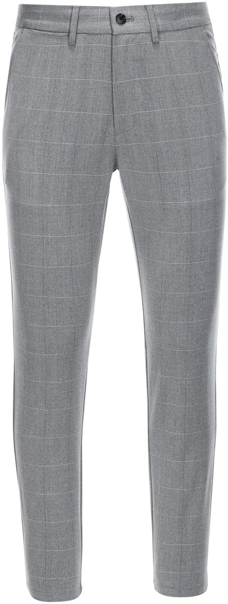OMBRE Broek - Slim Fit - Rits - Geruit Grijs L