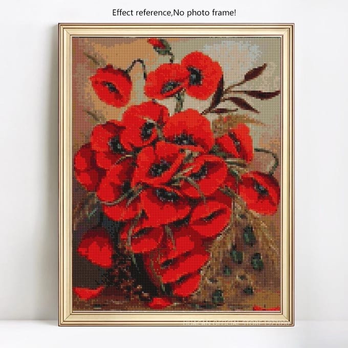 Diamant broderie fleurs diamant peinture avec pierres rondes diamant 20X30 red