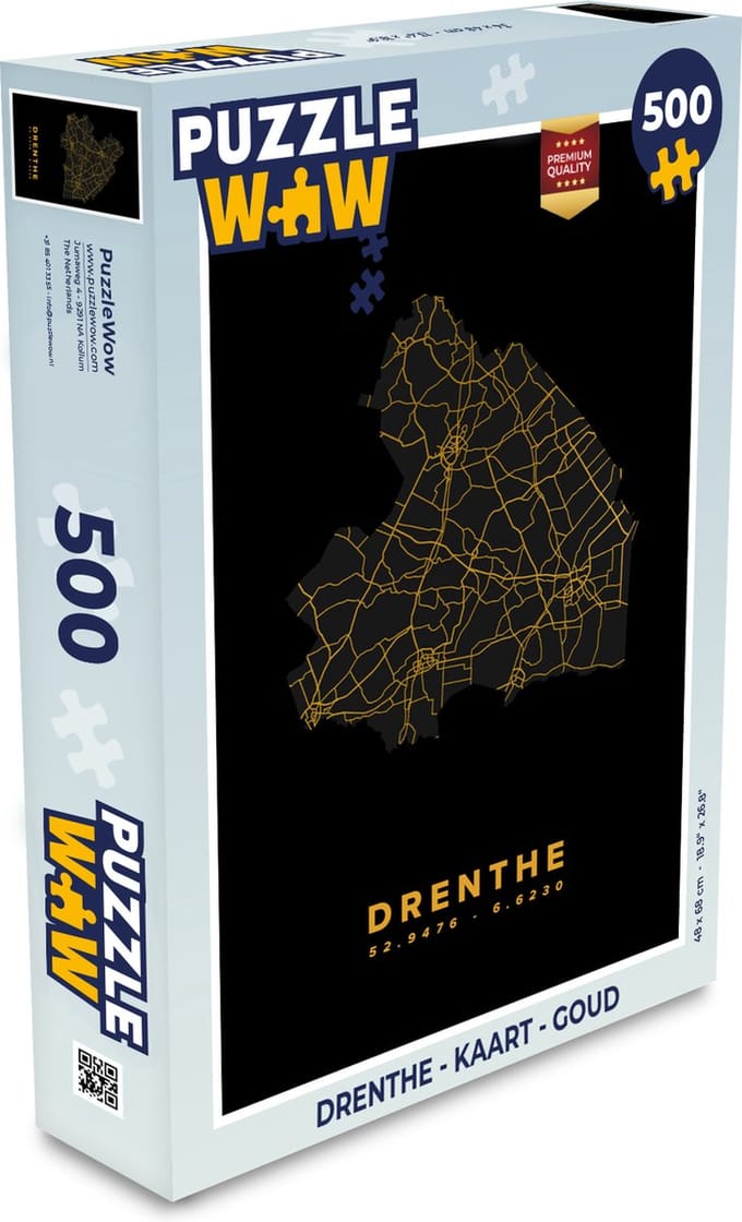 Puzzel Drenthe - Kaart - Goud - Legpuzzel - Puzzel 500 stukjes