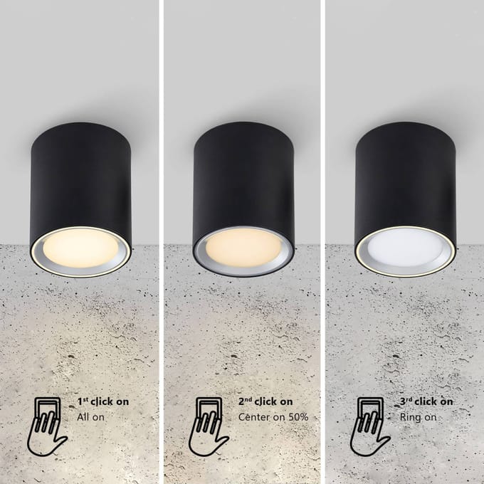 Nordlux Fallon Long Surface-downlight-3 step Moodmaker™ dimming-zwart/staal