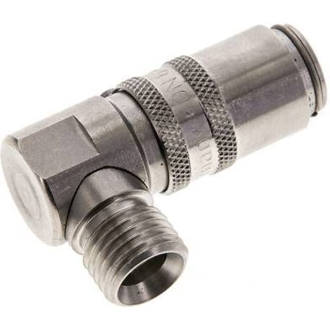 RVS DN 6 Tempereerkoppeling Snelkoppeling M14x1.5 Buitendraad Dubbele afsluiting 90-deg