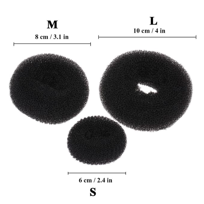 3 stuks Nieuwe Mode Vrouwen Dame Magische Shaper Donut Knot Maker Haarring Accessoires Styling Tool black