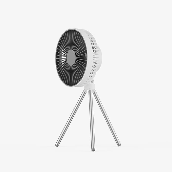 Campingventilator - Tentventilator - Draagbare Ventilator - USB Oplaadbaar - Met Statief - Met Haak - 3 Snelheden - 4000 mAh - Wit