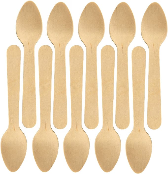 Biopak wegwerp dessertlepels - 20x - hout bestek - 11 cm - bio/eco/milieubewust